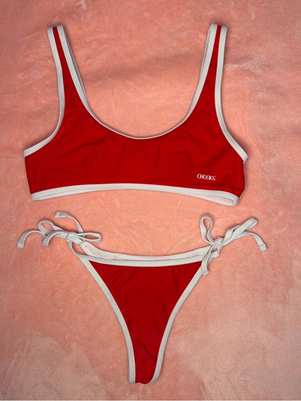 Boutine LA Red Bikini with White Trim